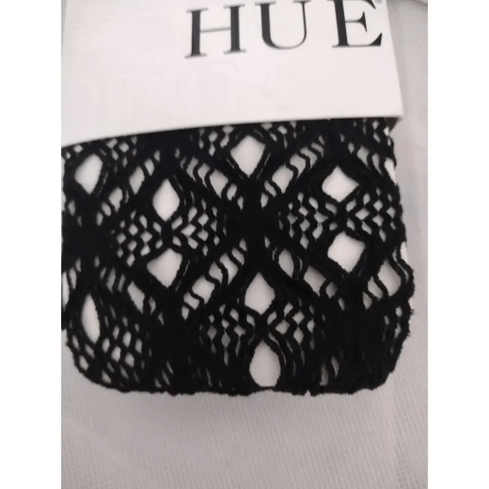 Hue Leggings Womens Medium Large Black Daisy Link Net Fishnet Italy Nylon